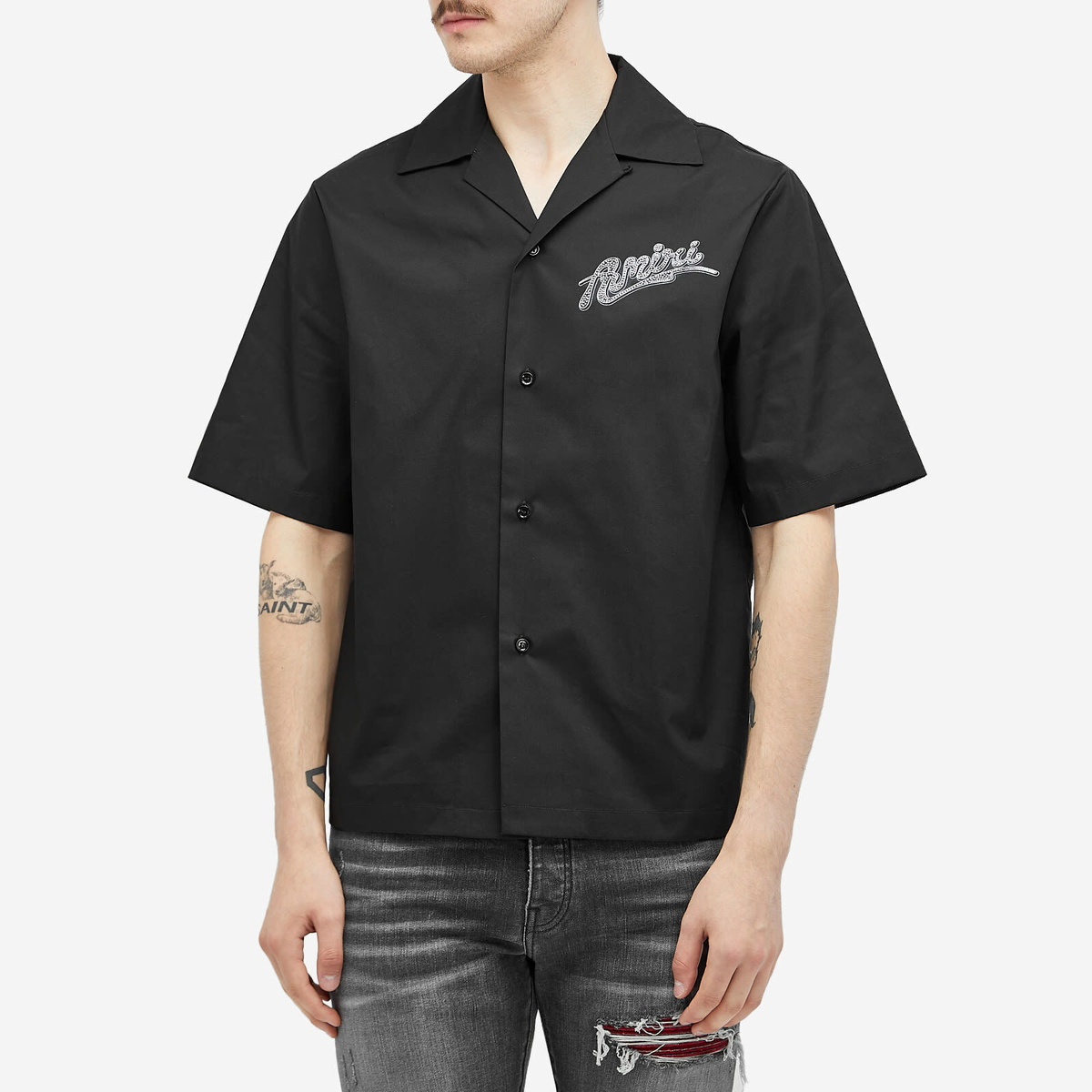 Tシャツ・カットソー AMIRI AMIIRI HOLLYWOOD BOWLING SHIRT (AMSTCA1154 BLACK) AMIRI Hollywood T-shirt | Black | FARFETCH