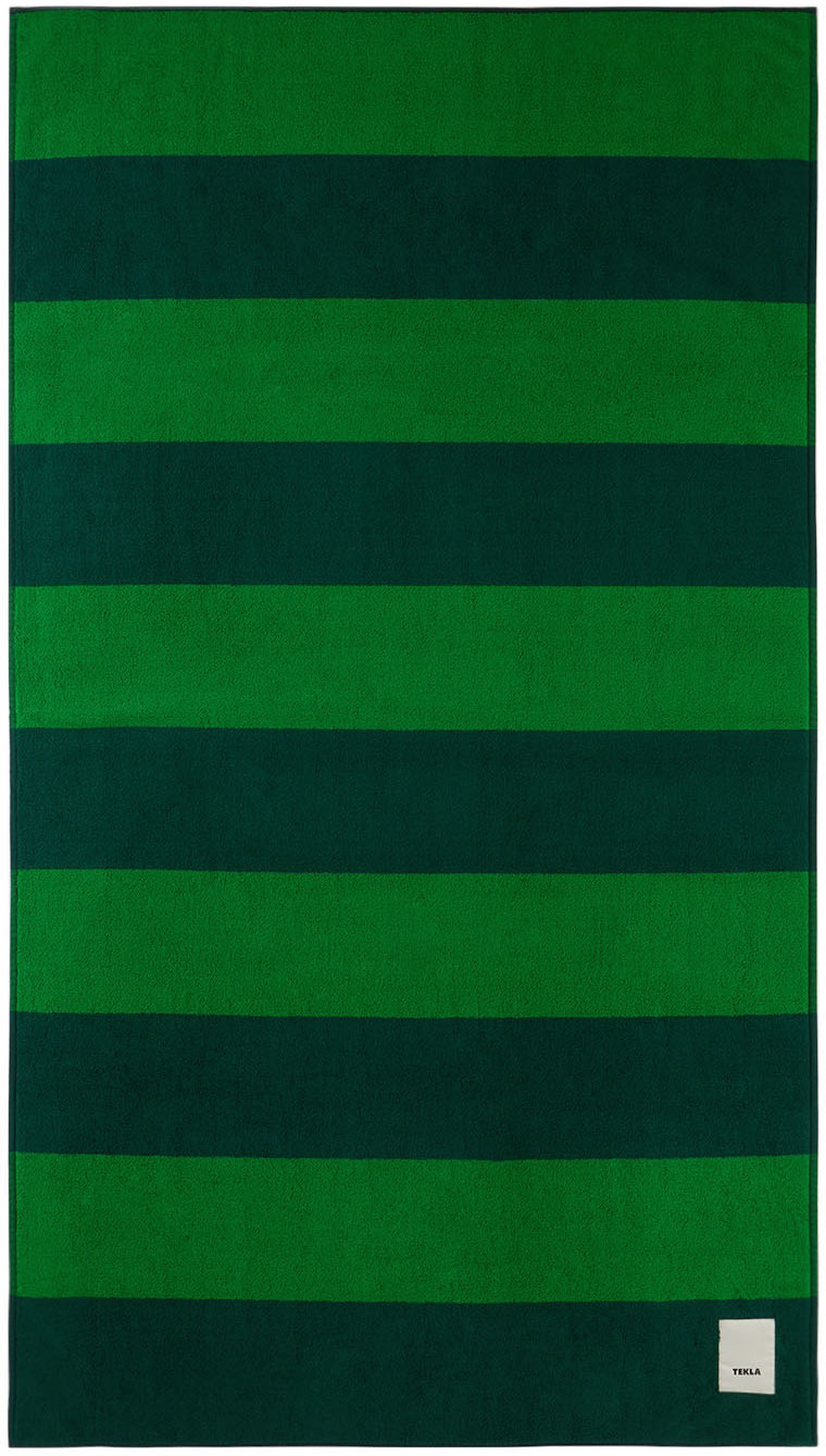 Green Block Stripes Beach Towel