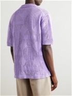 PIACENZA 1733 - Camp-Collar Crocheted Linen and Cotton-Blend Shirt - Purple