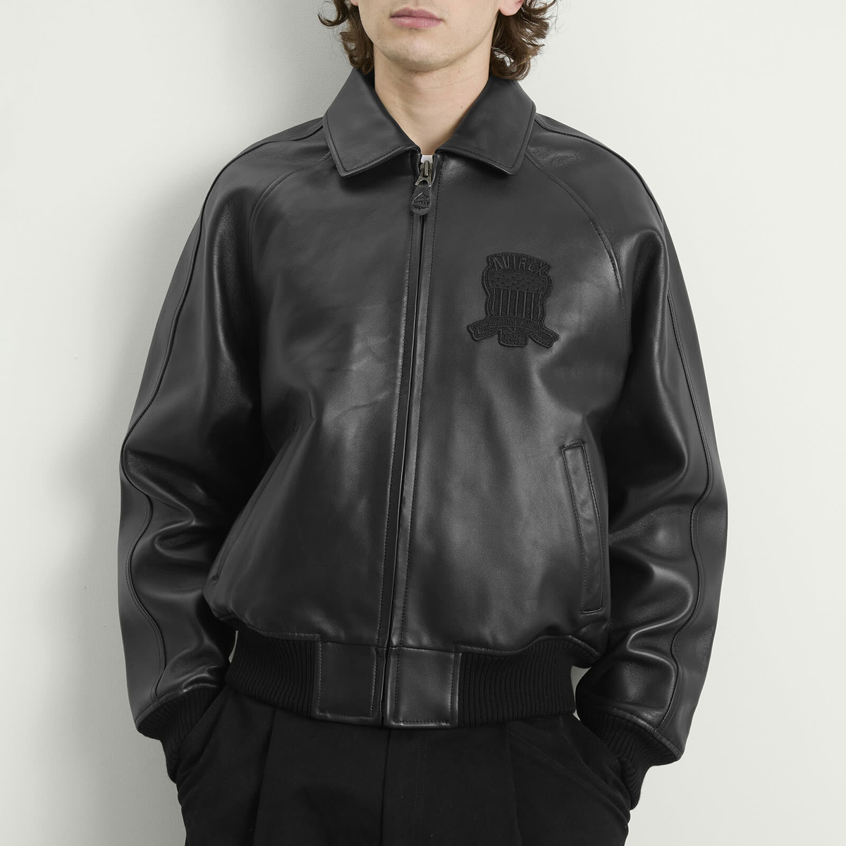 Avirex Men's Icon Leather Jacket in Black