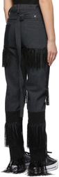 Youths in Balaclava Grey & Black Fringed High Waisted Jeans