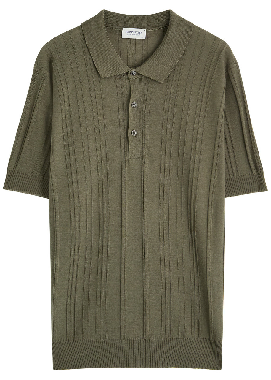 John Smedley Men's ISIS Heritage Knit Polo Shirt in Navy