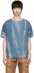 JiyongKim SSENSE Exclusive Blue Linen T-Shirt