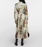 Tory Burch Floral pleated satin shirt dress