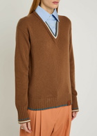 Stella Mccartney Shirt-effect Wool Jumper Brown