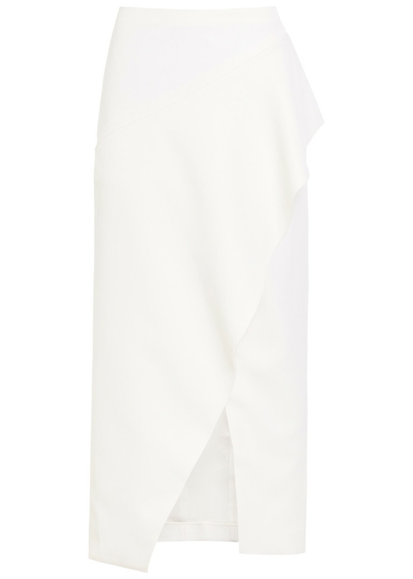 Photo: Khaite Jaia Wrap-effect Wool Midi Skirt Cream