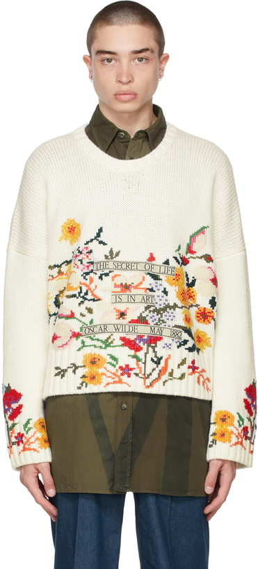 Photo: JW Anderson White Oscar Wilde Wool Cropped Sweater