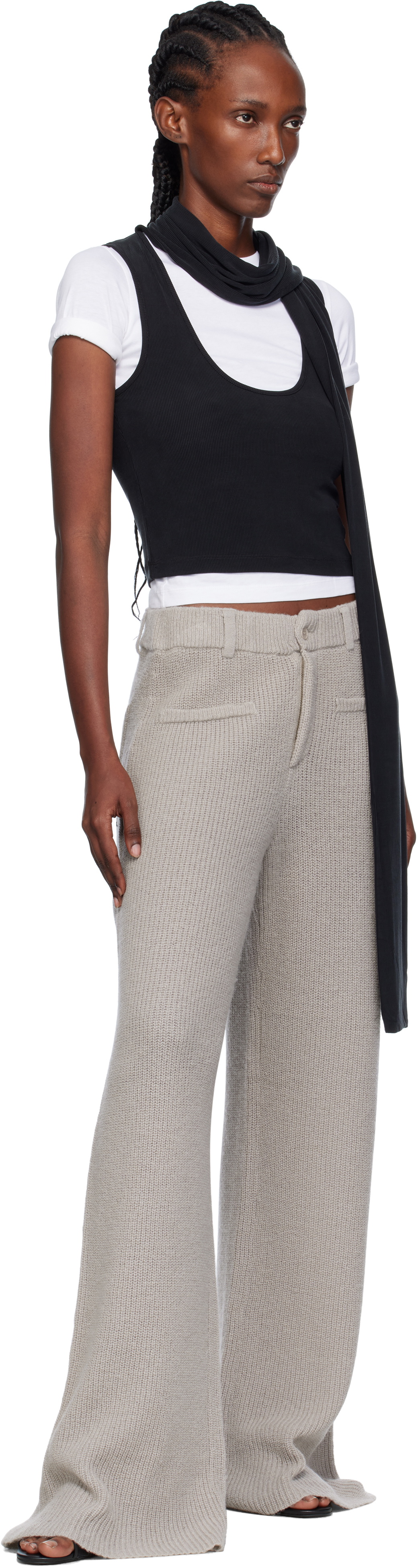 Aya Muse Black Scarf Scoop Tank Top