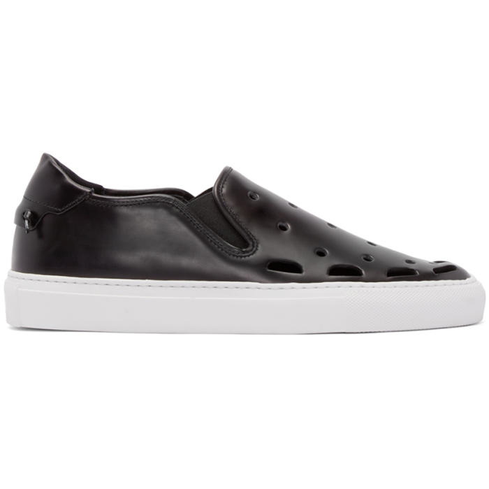 Photo: Givenchy Black Perforated Street Skate Slip-On Sneakers