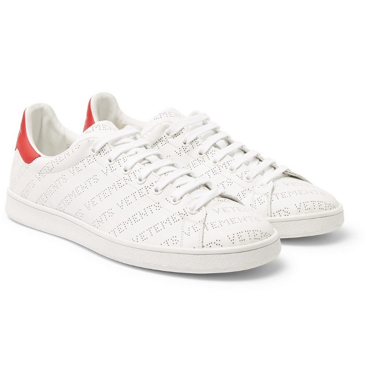 Photo: Vetements - Perforated-Logo Leather Sneakers - Men - White