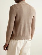 Brunello Cucinelli - Ribbed Cotton Zip-Up Sweater - Brown