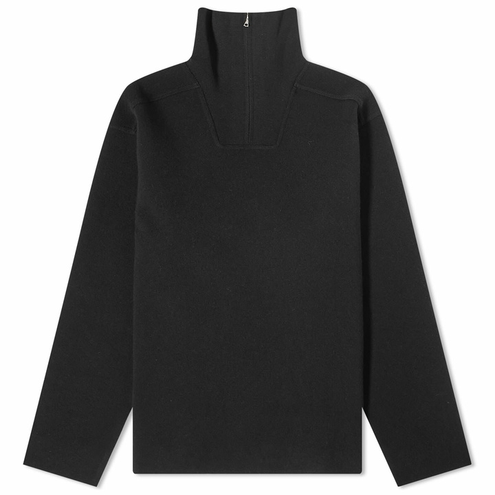 Photo: Auralee Men's Heavy Milano Quarter Zip in Black