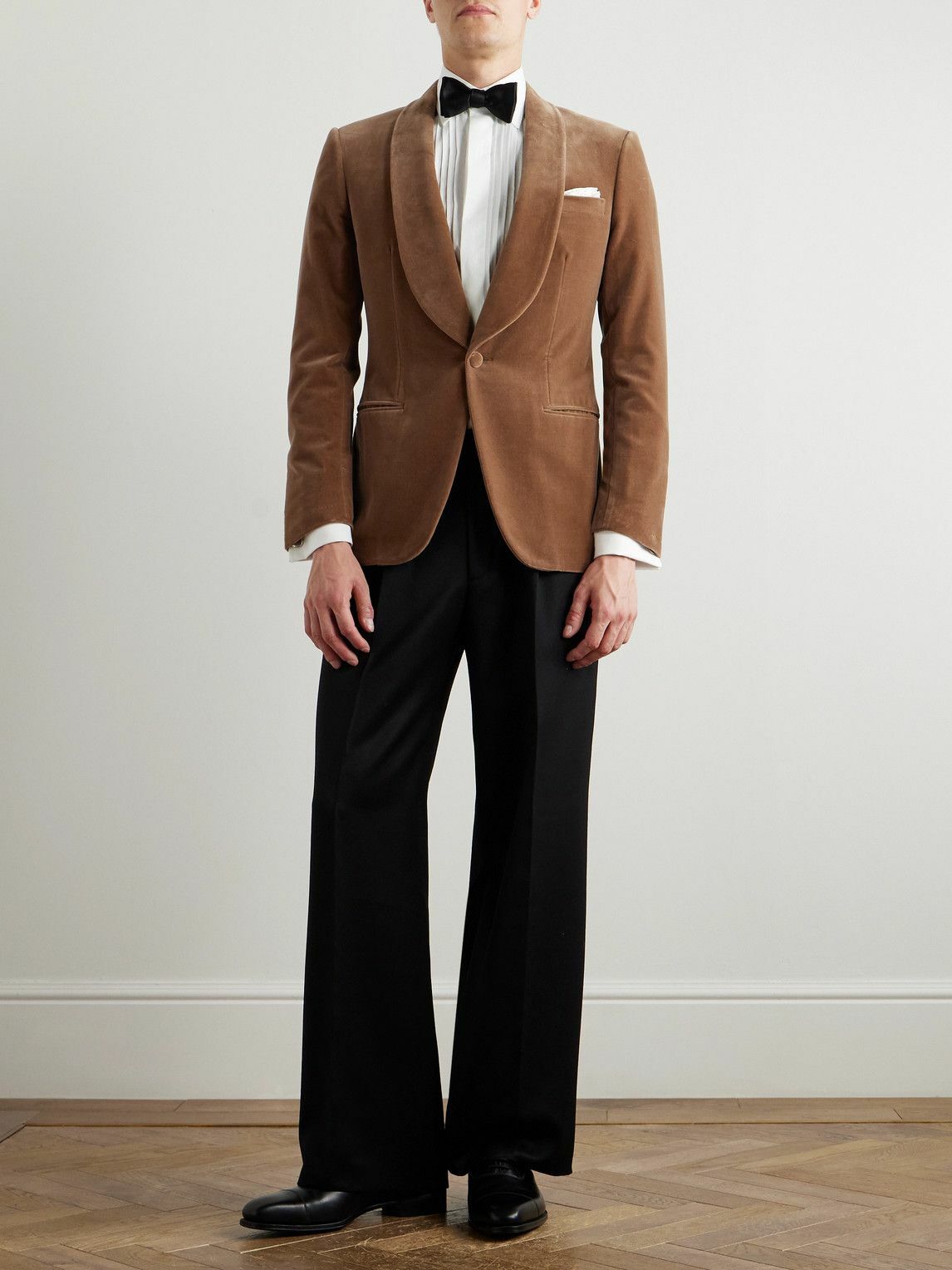 Kingsman - Slim-Fit Shawl-Collar Cotton-Velvet Tuxedo Jacket - Brown