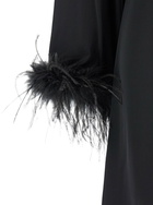 TwinSet Black Crewneck Dress With Feathered Cuffs In Viscose Woman