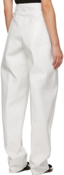 Ferragamo White Creased Leather Pants
