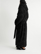 Balenciaga - Oversized Logo-Jacquard Cotton-Terry Hooded Robe - Black