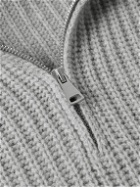 Ghiaia Cashmere - Ribbed Wool Half-Zip Sweater - Gray