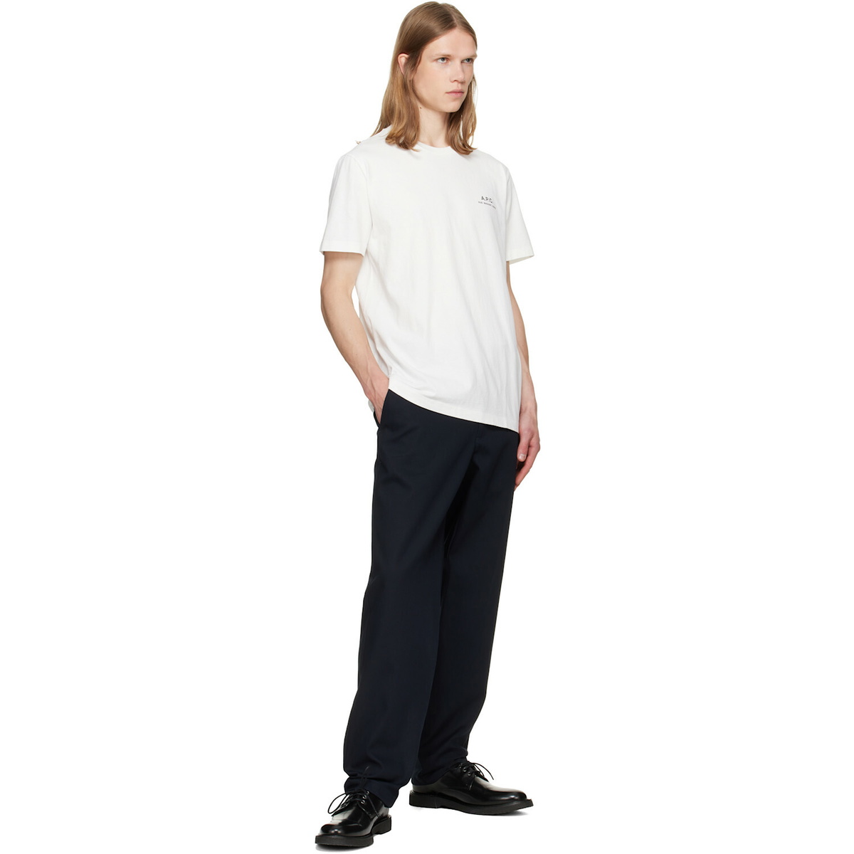 A.P.C. White 'A.P.C. Rue Madame' Logo T-shirt