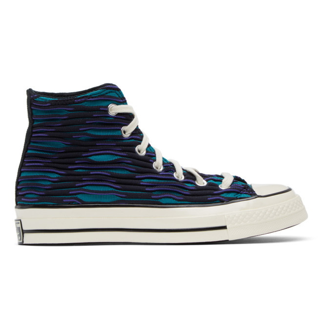 Photo: Converse Blue and Purple Wavy Knit Chuck 70 High Sneakers