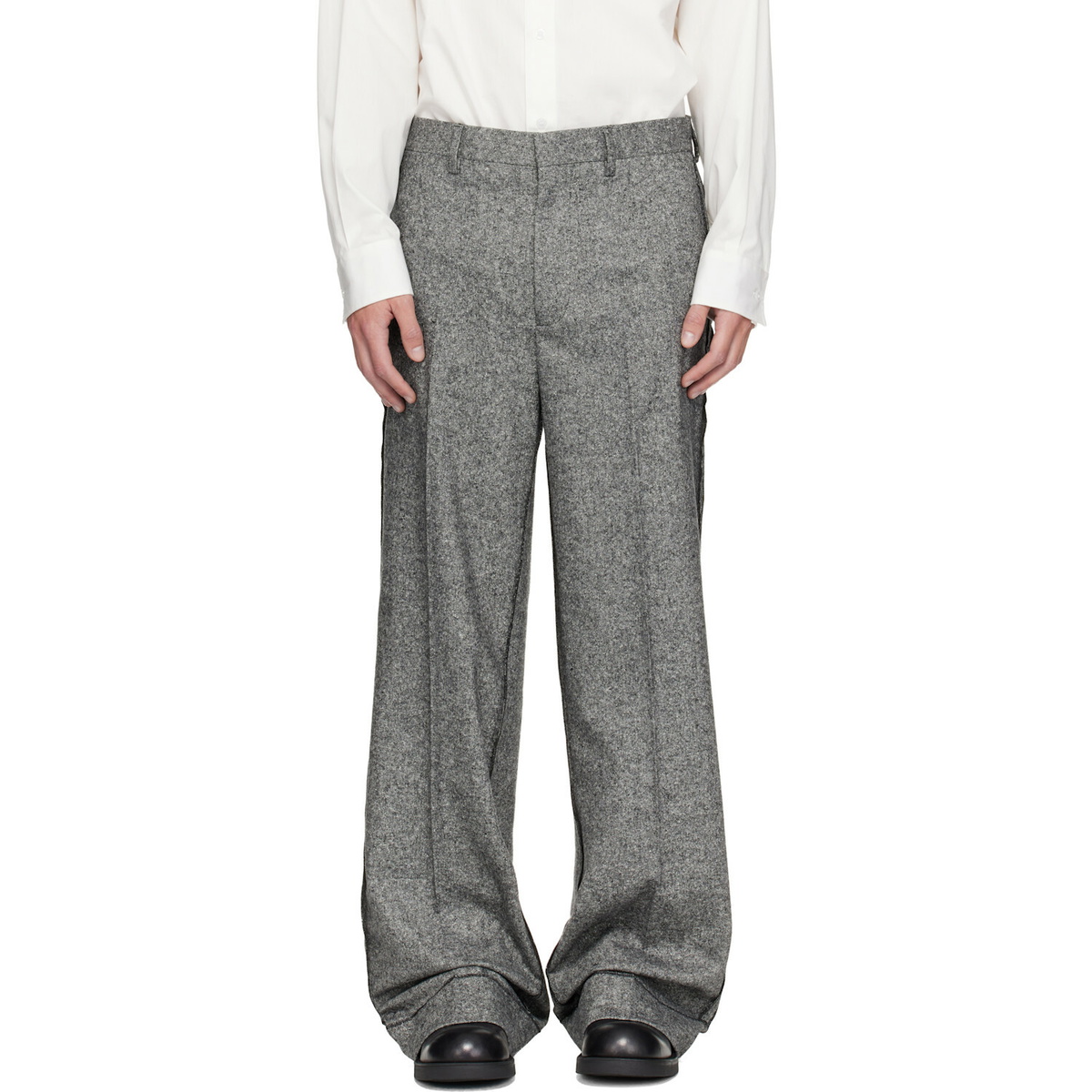 MM6 Maison Margiela Gray Exposed Seam Wool Trousers