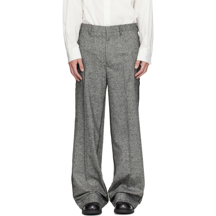 Photo: MM6 Maison Margiela Gray Exposed Seam Wool Trousers