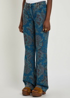 Etro Floral-print Straight-leg Denim Jeans Multicoloured