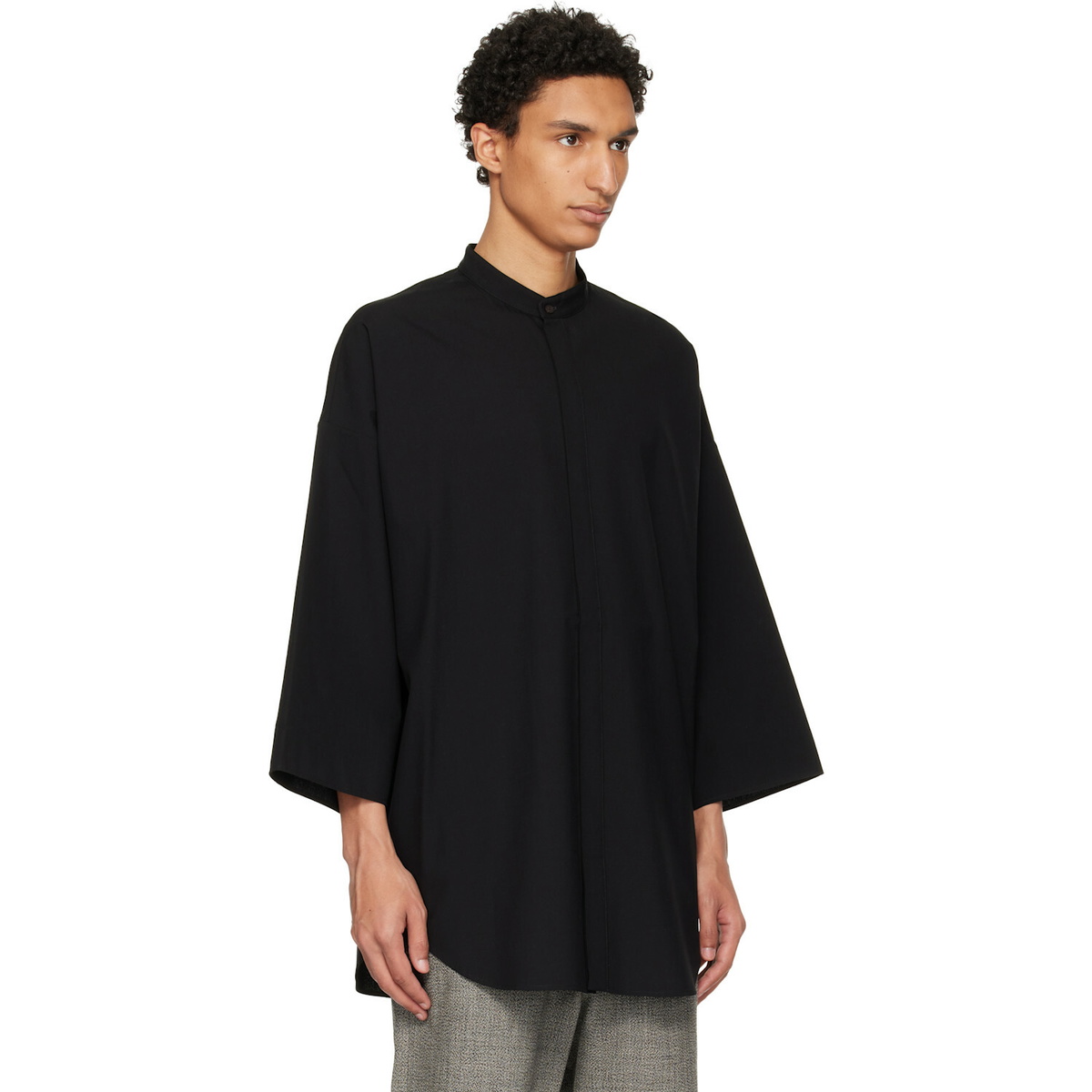 Fear of God Black Cotton Wool Oxford Relaxed Short Sleeve Shirt
