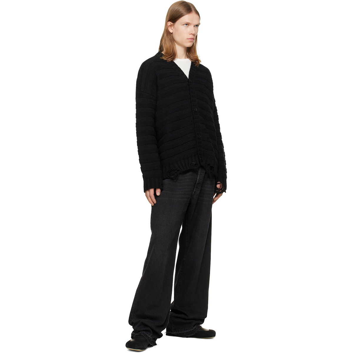 MM6 Maison Margiela Black Wool Cardigan