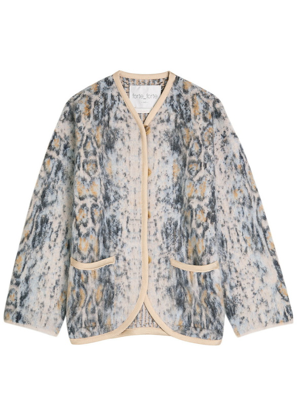 Photo: Forte_forte Plumes De Python Jacquard Brushed-knit Jacket Multicoloured 1