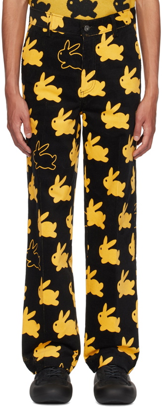 Photo: JW Anderson Black & Yellow 'All Over Bunny' Trousers