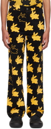 JW Anderson Black & Yellow 'All Over Bunny' Trousers