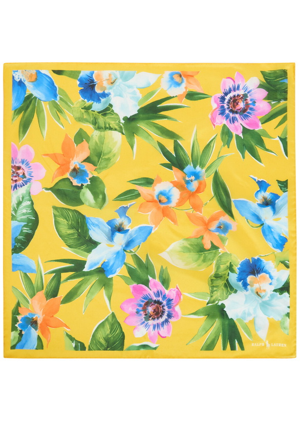 Photo: Polo Ralph Lauren Floral-print Silk-chiffon Bandana - Yellow - One Size