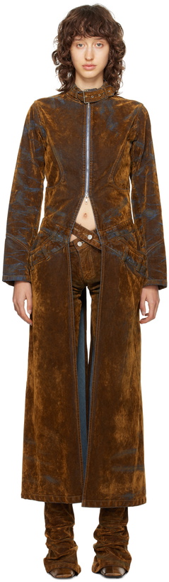 Photo: Masha Popova Brown Flocked Denim Jacket