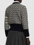 THOM BROWNE - Bicolor Twist Cable V-neck Cardigan