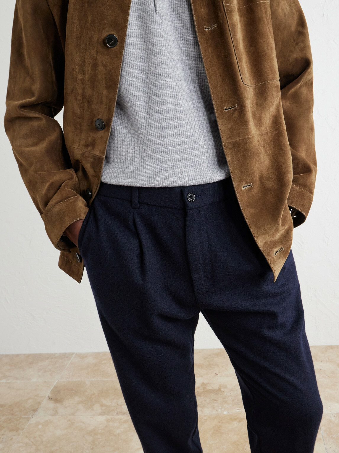 Hartford - Straight-Leg Wool-Blend Trousers - Blue