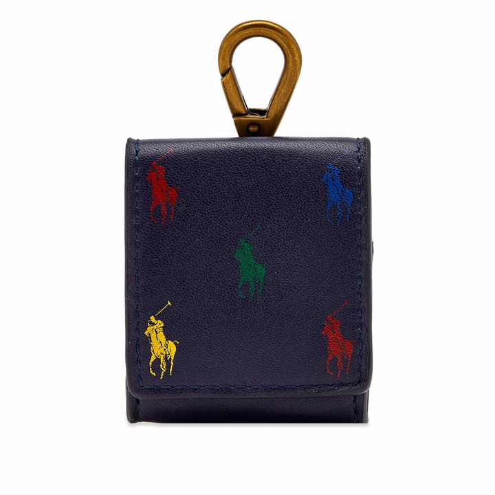 Photo: Polo Ralph Lauren Men's All Over Pony Airpod Case in Navy/Multi Pony