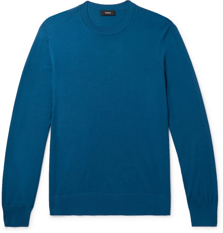 Photo: Theory - Slim-Fit Wool Sweater - Blue