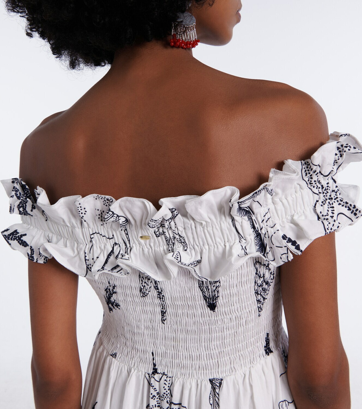 Poupette St Barth Suzanne shirred cotton muslin maxi dress