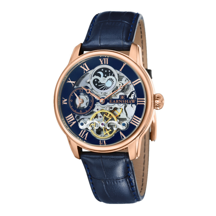 Thomas Earnshaw Orologio Uomo Automatico Scheletro Drake ES-8142-77, Cassa Nera E Oro Rosa, Cinturino Acciaio - 4