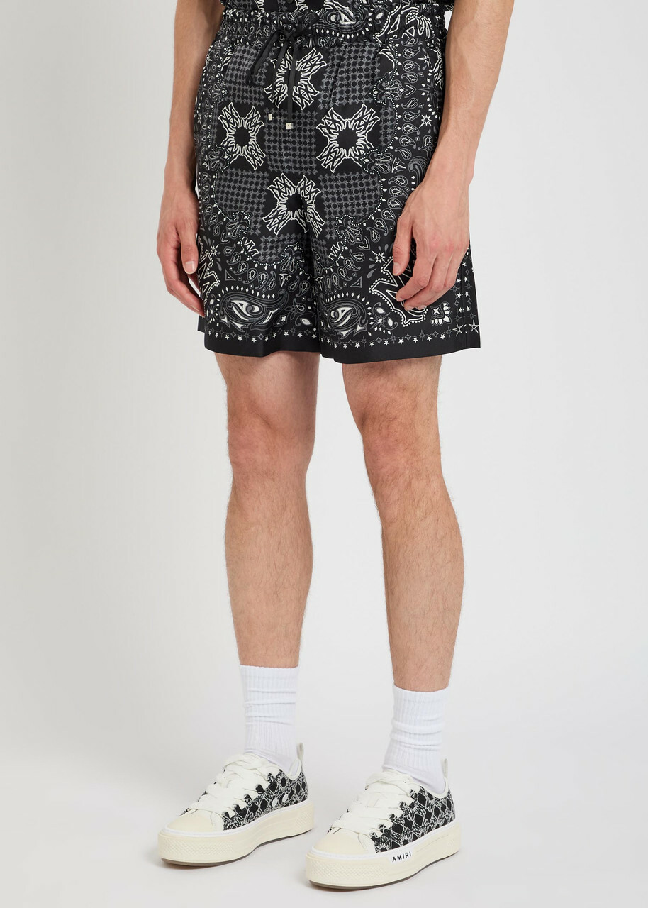 Amiri Checked Silk Shorts Black