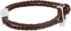 Salvatore Ferragamo Brown Braided G Frame Bracelet