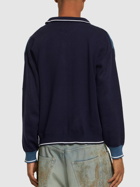 DEVA STATES Links Knitted Zip-up Polo Sweater