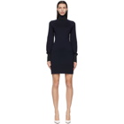 Victoria Beckham Navy Wool Knit Turtleneck Dress