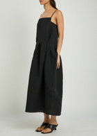 Khaite Adira Silk and Cotton-blend Midi Dress Black