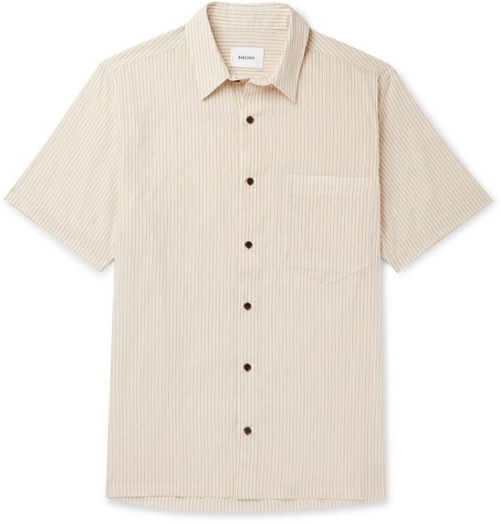 Photo: Nanushka - Adam Striped Cotton-Blend Shirt - Neutrals