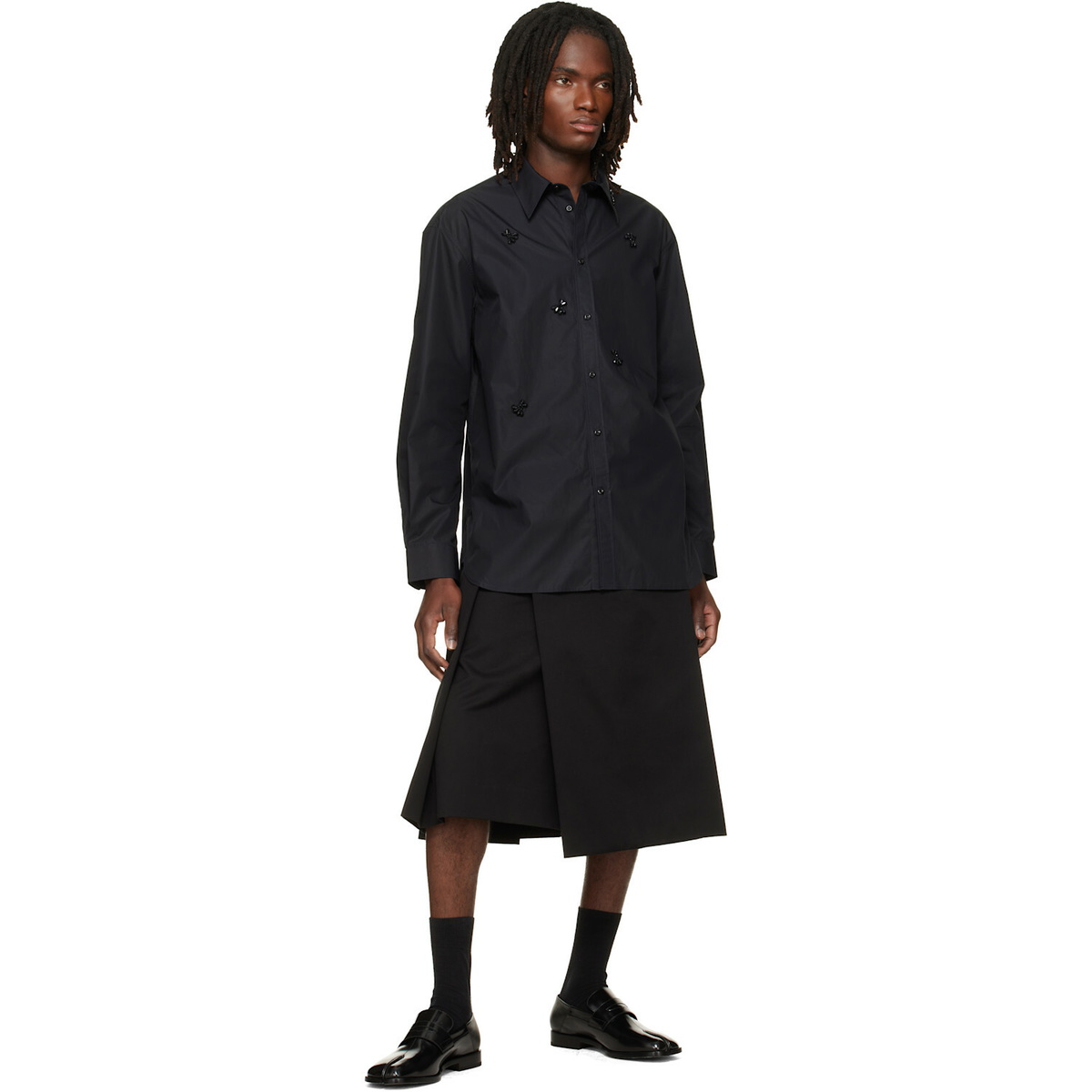Simone Rocha Black Turbo Beaded Easy Shirt