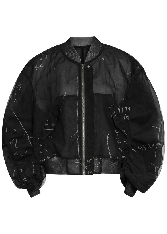 Photo: Rick Owens Secchia Flight Printed Tulle Bomber Jacket Black