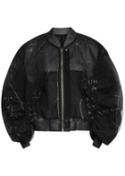 Rick Owens Secchia Flight Printed Tulle Bomber Jacket Black