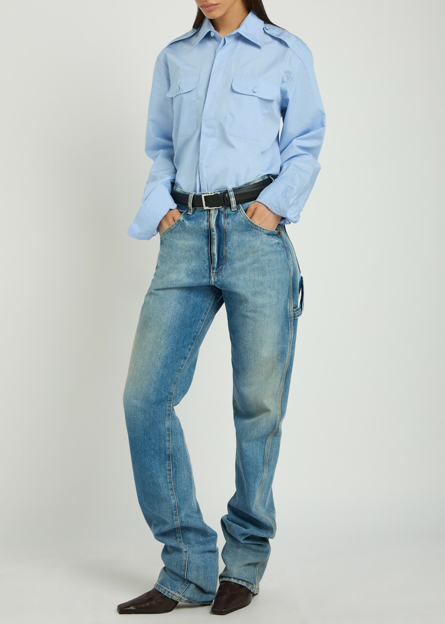 Aaron Esh Military Cotton-poplin Shirt Blue