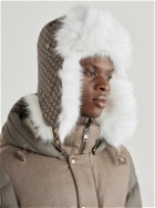 Balmain - Logo-Jacquard Canvas and Faux Fur Trapper Hat - Brown